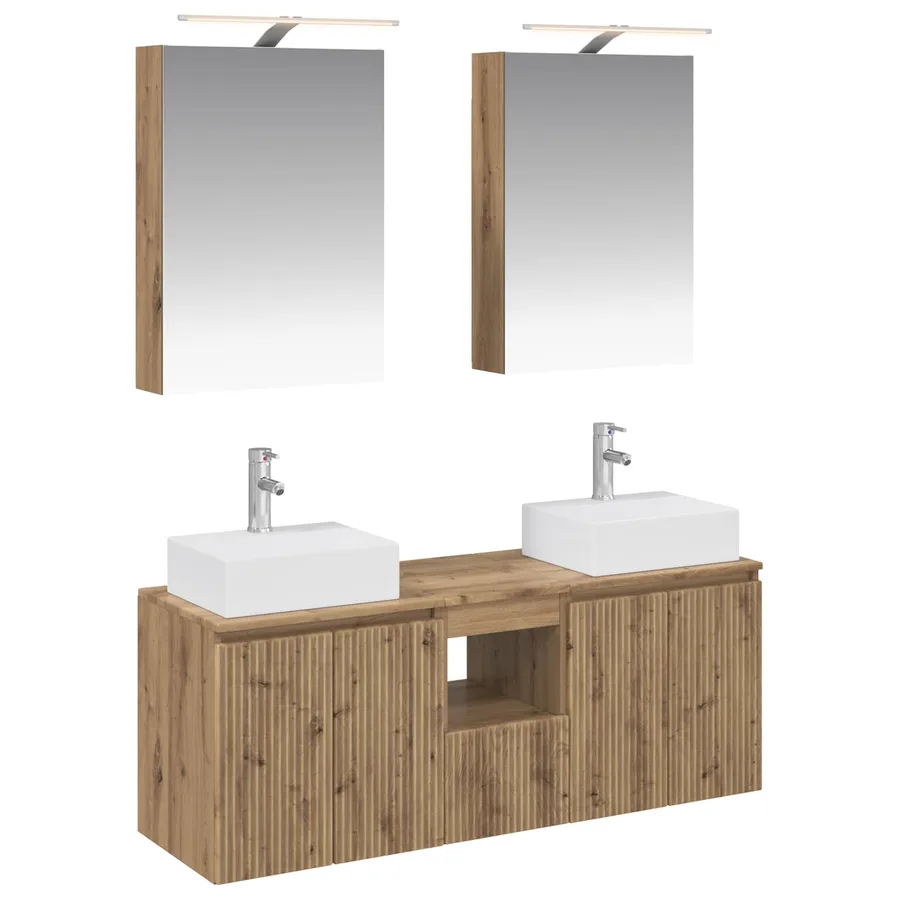 Ensemble d'armoire de salle de bain 5 pc Chêne artisanal - 2