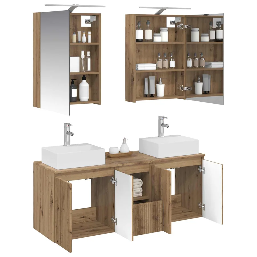 Ensemble d'armoire de salle de bain 5 pc Chêne artisanal - 3