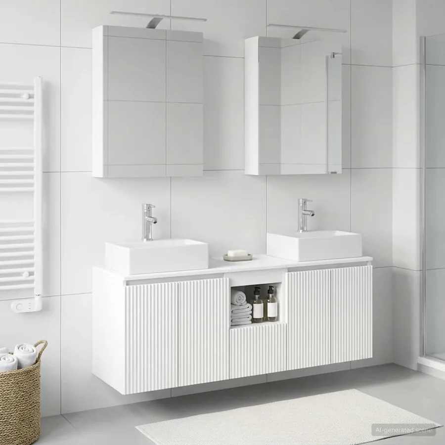 Ensemble d'armoire de salle de bain 5 pcs Blanc