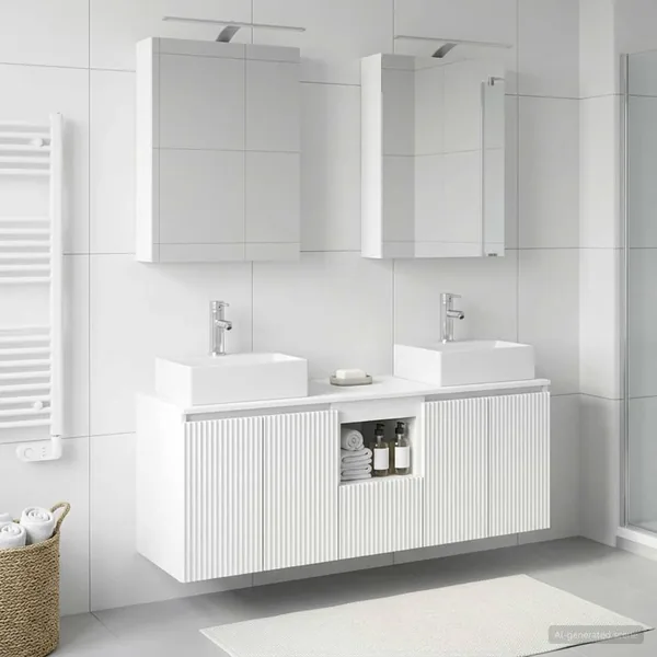Ensemble d'armoire de salle de bain 5 pcs Blanc