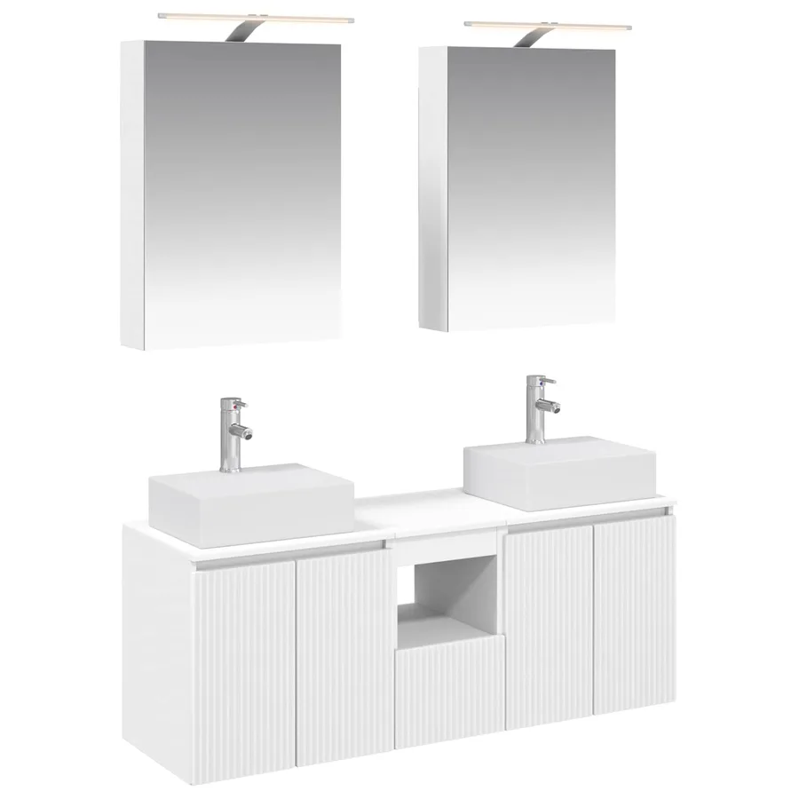 Ensemble d'armoire de salle de bain 5 pcs Blanc - 2