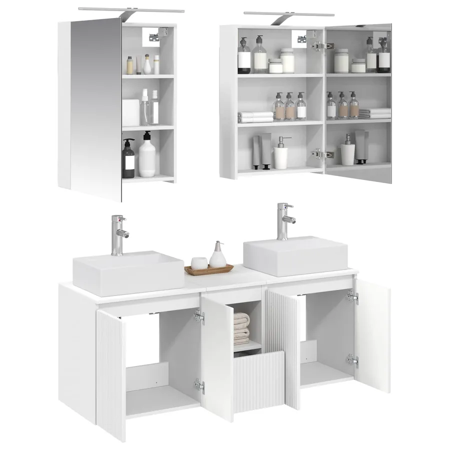 Ensemble d'armoire de salle de bain 5 pcs Blanc - 3