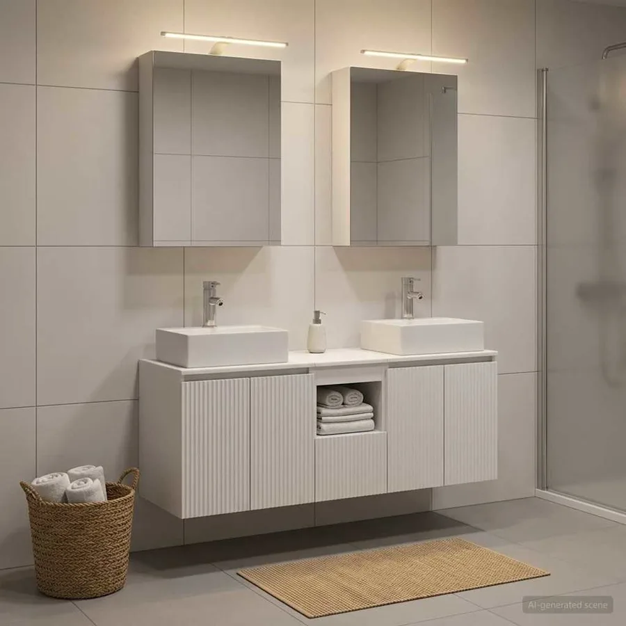 Ensemble d'armoire de salle de bain 5 pcs Blanc - 4