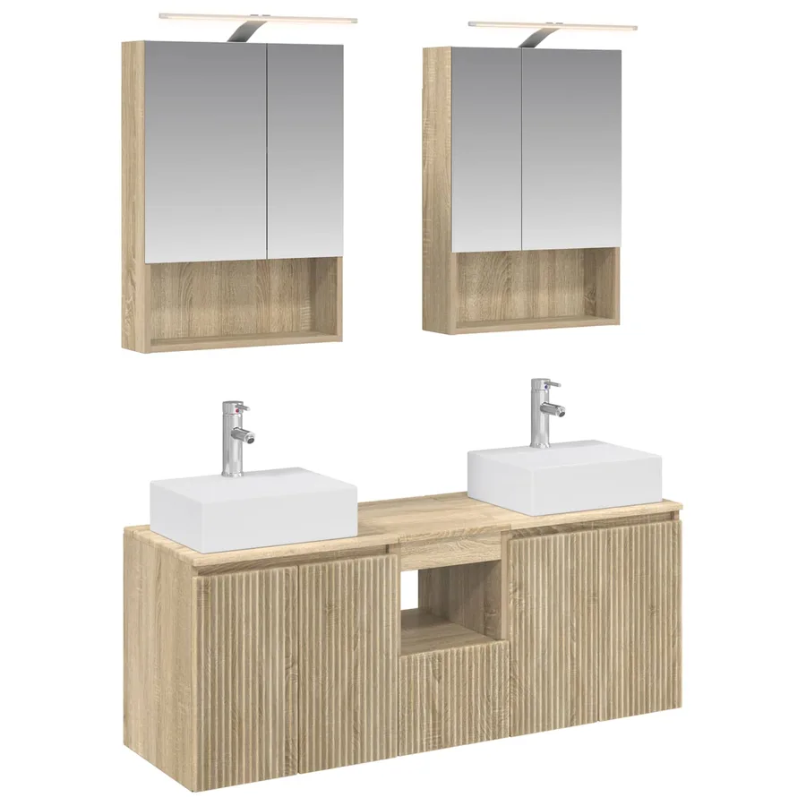 Ensemble d'armoire de salle de bain 5 pcs Chêne Sonoma - 2