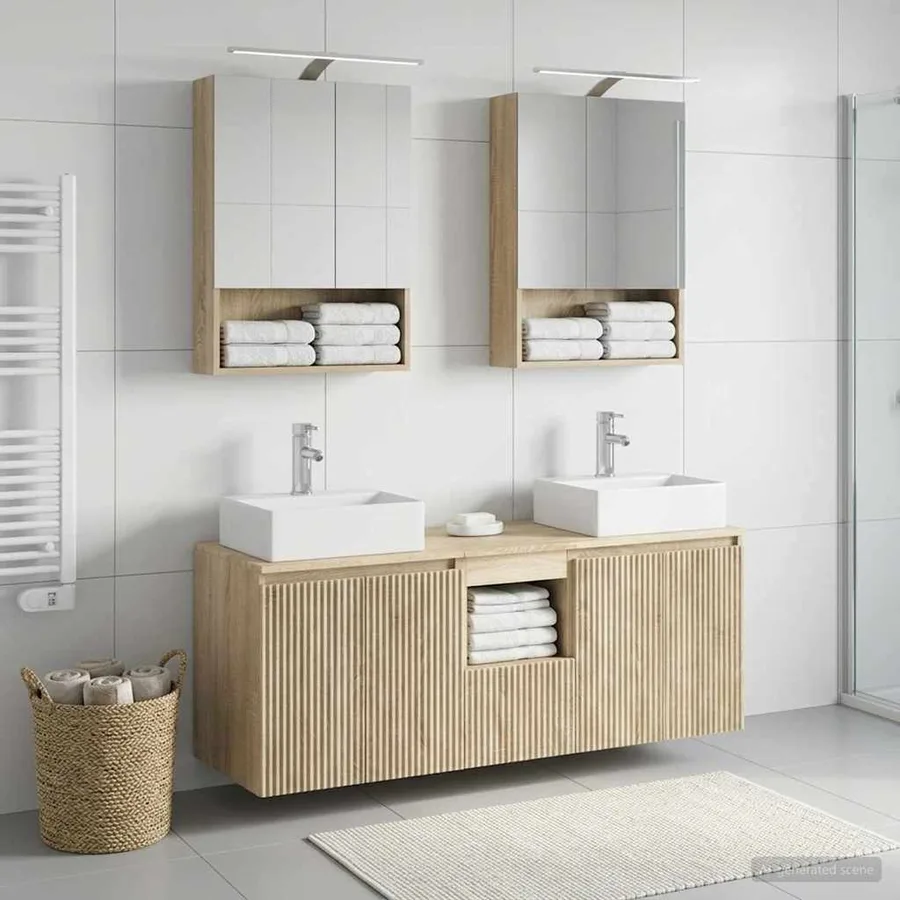 Ensemble d'armoire de salle de bain 5 pcs Chêne Sonoma - 4
