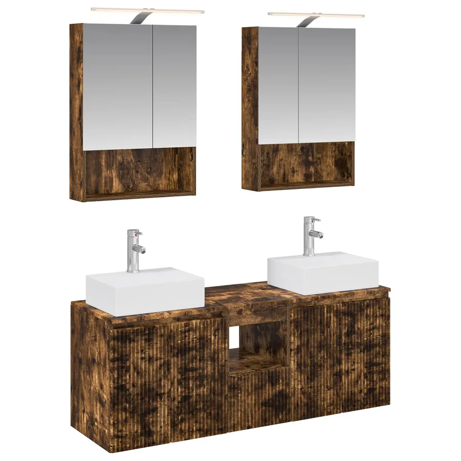 Ensemble d'armoire de salle de bain 5 pcs Chêne fumé - 2