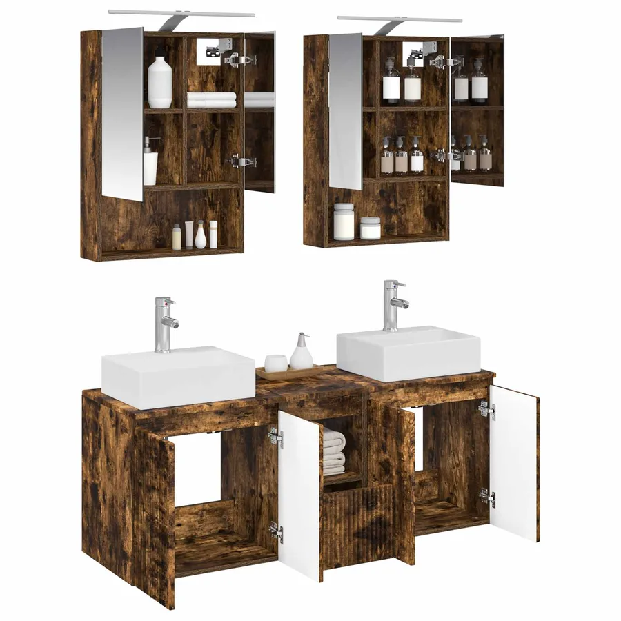 Ensemble d'armoire de salle de bain 5 pcs Chêne fumé - 3