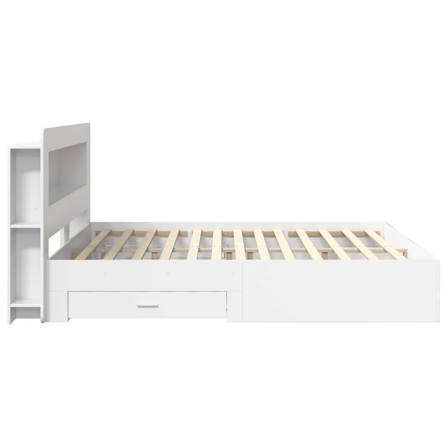 Cadre de lit avec rangement avec tête de lit Blanc 200 x 200 cm - 4