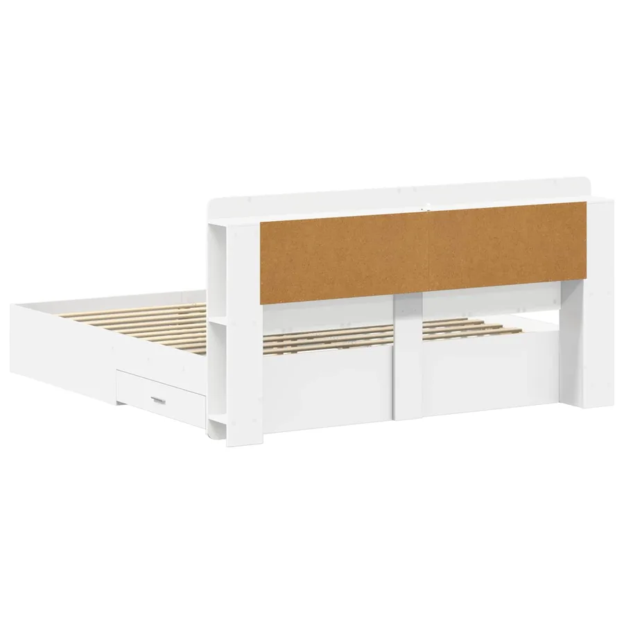 Cadre de lit avec rangement avec tête de lit Blanc 200 x 200 cm - 5