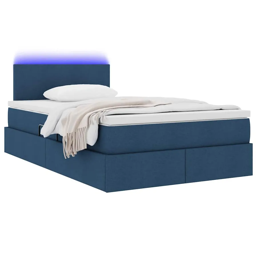 Lit de rangement LED avec matelas Bleu 120 x 190 cm Tissu - 3