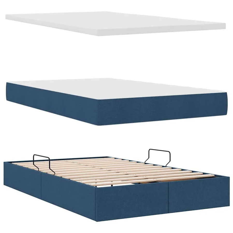 Lit de rangement LED avec matelas Bleu 120 x 190 cm Tissu - 9