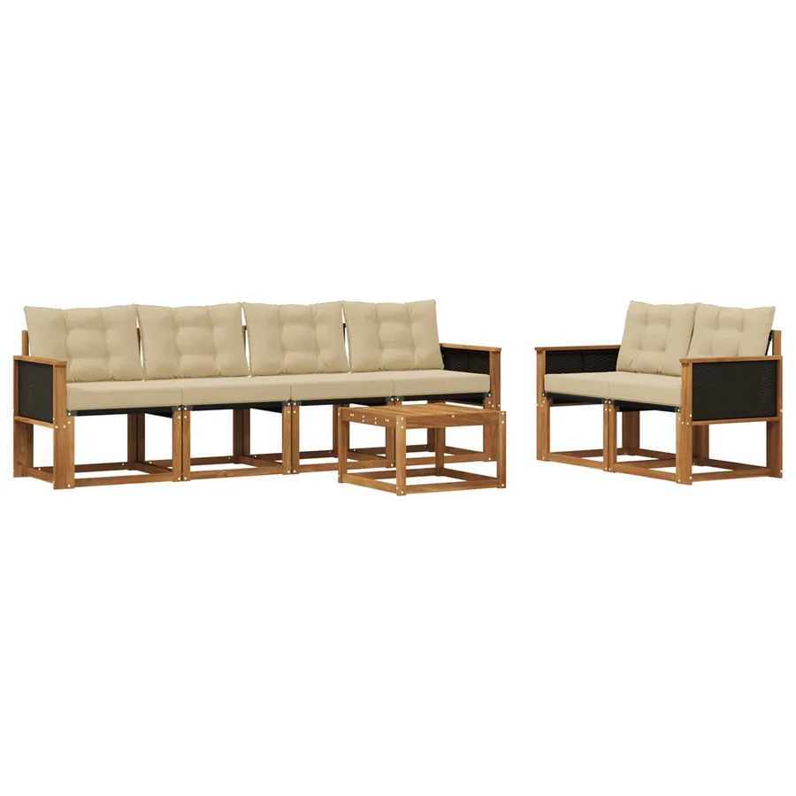 Ensemble de canapés d'extérieur 7 pcs Naturel et Beige - 2