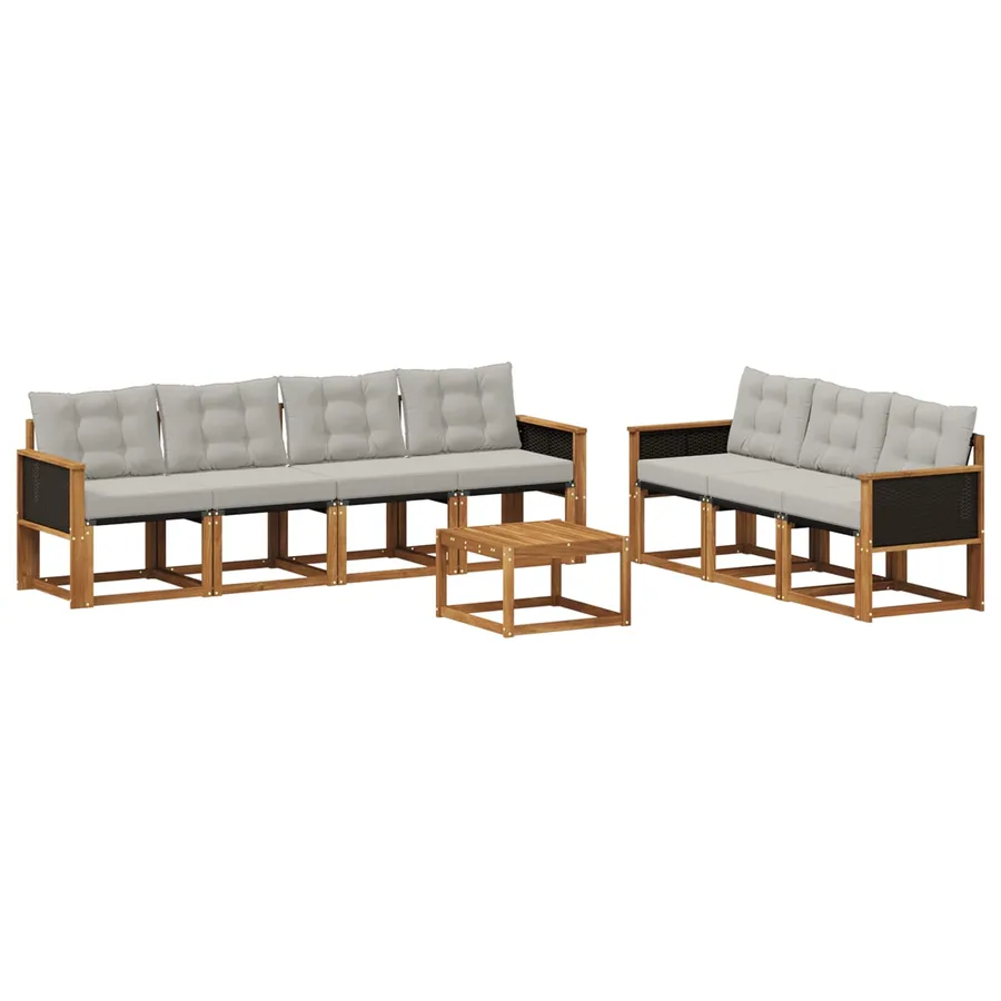 Ensemble de canapés d'extérieur 8 pcs Naturel et gris clair - 2