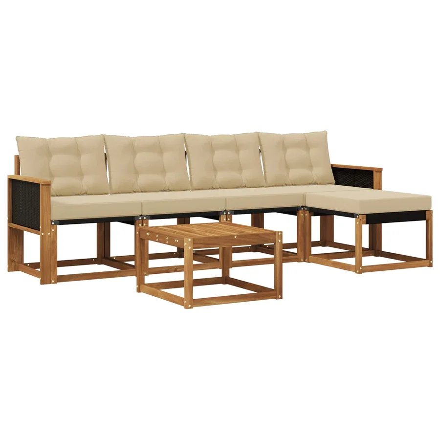 Ensemble de canapés d'extérieur 6 pcs Naturel et Beige - 2