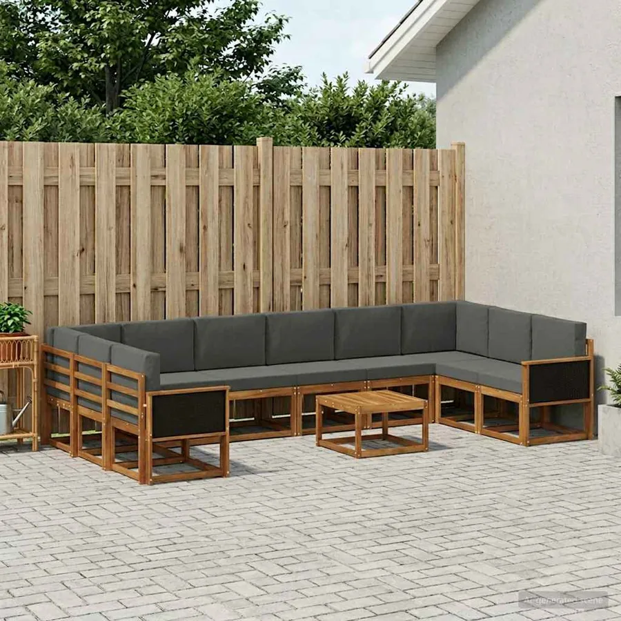 Ensemble de canapés d'extérieur 11 pcs Naturel et Anthracite