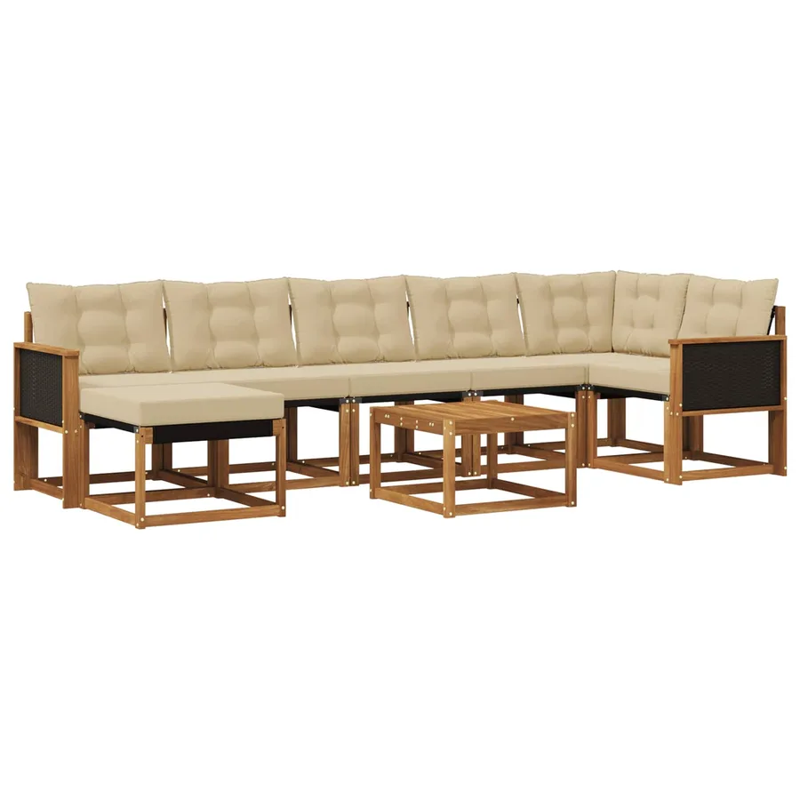 Ensemble de canapés d'extérieur 8 pcs Naturel et Beige - 2