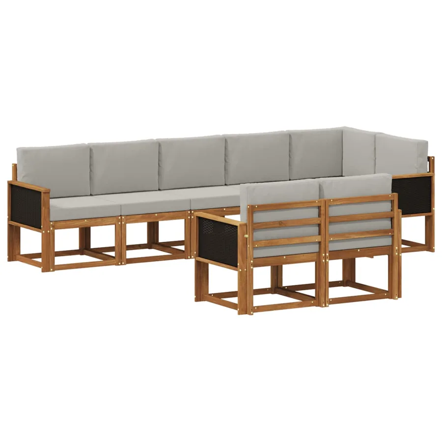 Ensemble de canapés d'extérieur 8 pcs Naturel et gris clair - 2