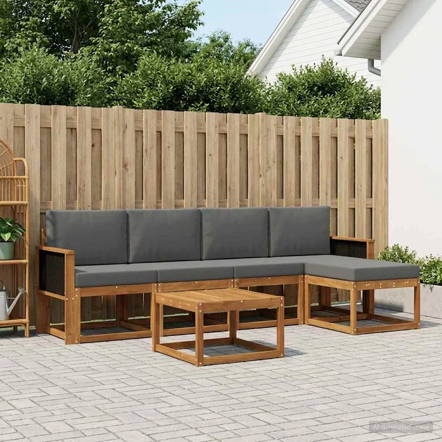 Ensemble de canapés d'extérieur 6 pcs Naturel et Anthracite