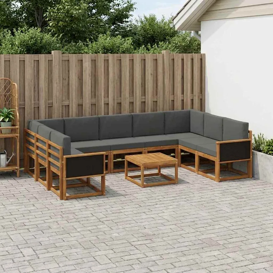 Ensemble de canapés d'extérieur 10 pcs Naturel et Anthracite