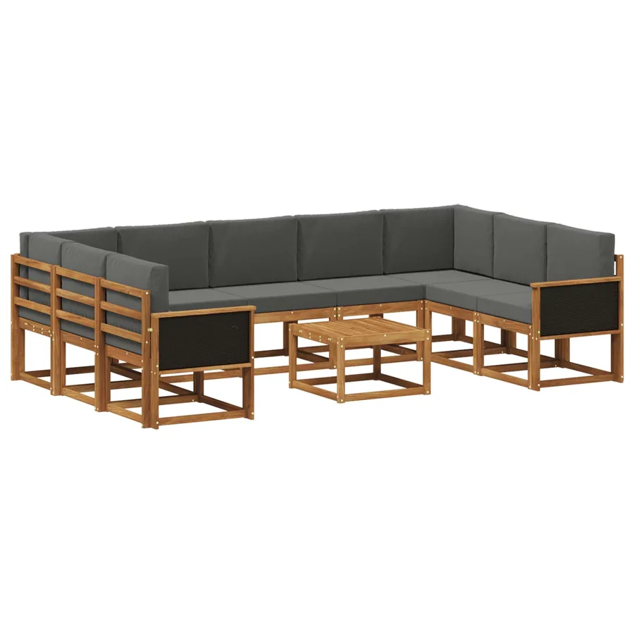 Ensemble de canapés d'extérieur 10 pcs Naturel et Anthracite - 2