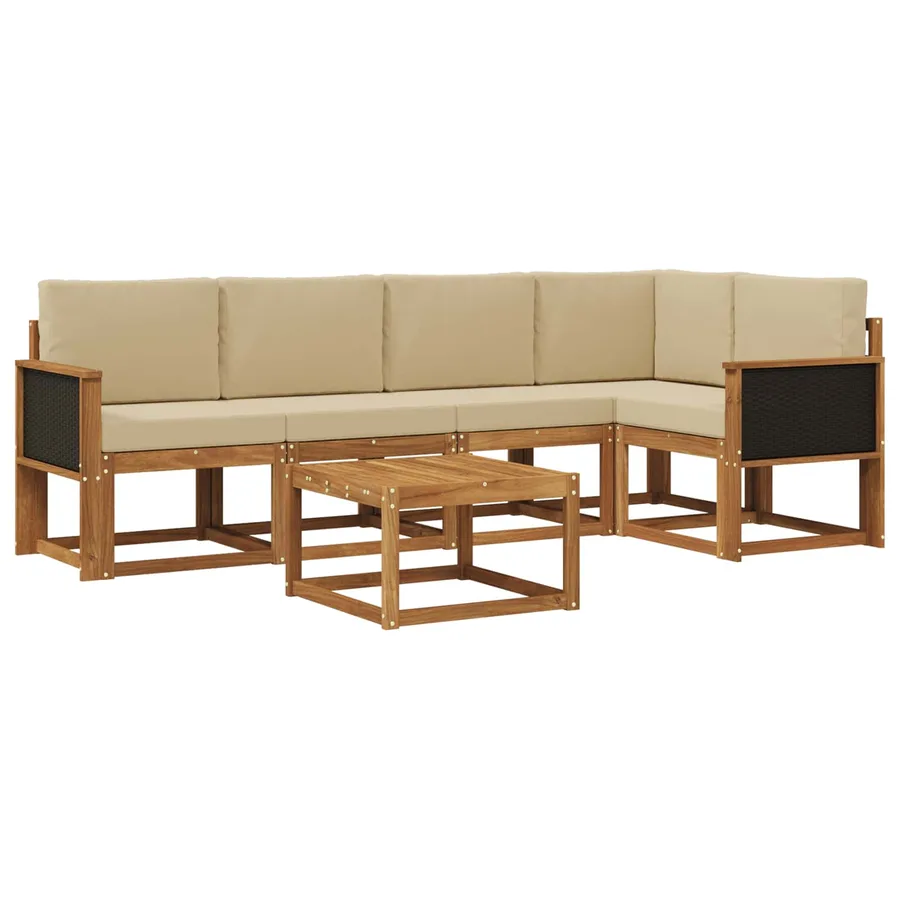 Ensemble de canapés d'extérieur 6 pcs Naturel et Beige - 2