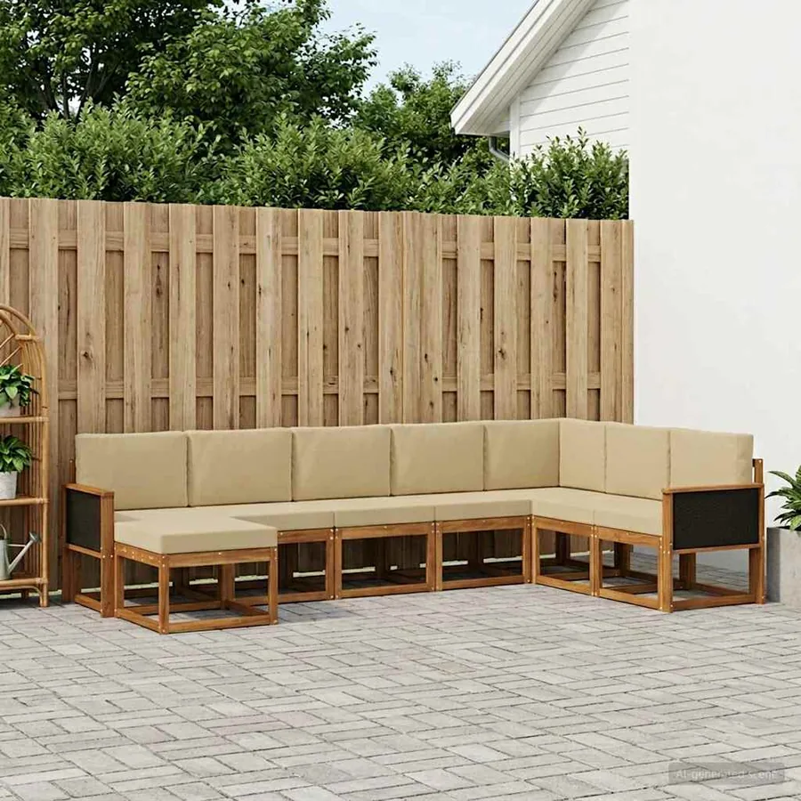 Ensemble de canapés d'extérieur 8 pcs Naturel et Beige