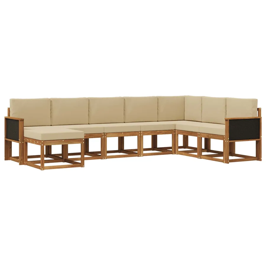 Ensemble de canapés d'extérieur 8 pcs Naturel et Beige - 2