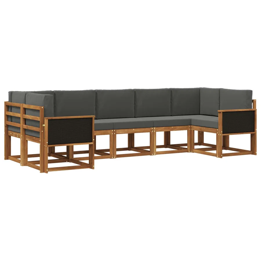 Ensemble de canapés d'extérieur 7 pc Naturel et Anthracite - 2
