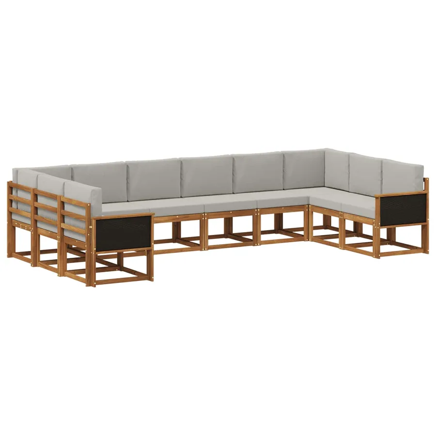 Ensemble de canapés d'extérieur 10 pcs Naturel et gris clair - 2