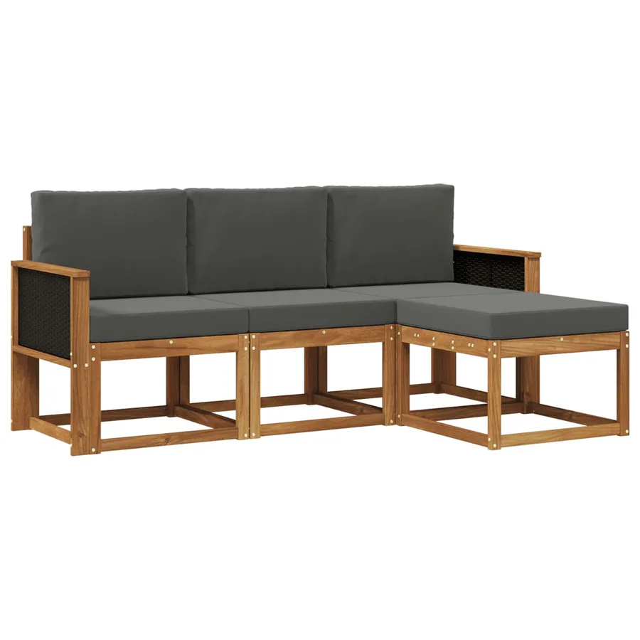 Ensemble de canapés d'extérieur 4 pcs Naturel et Anthracite - 2