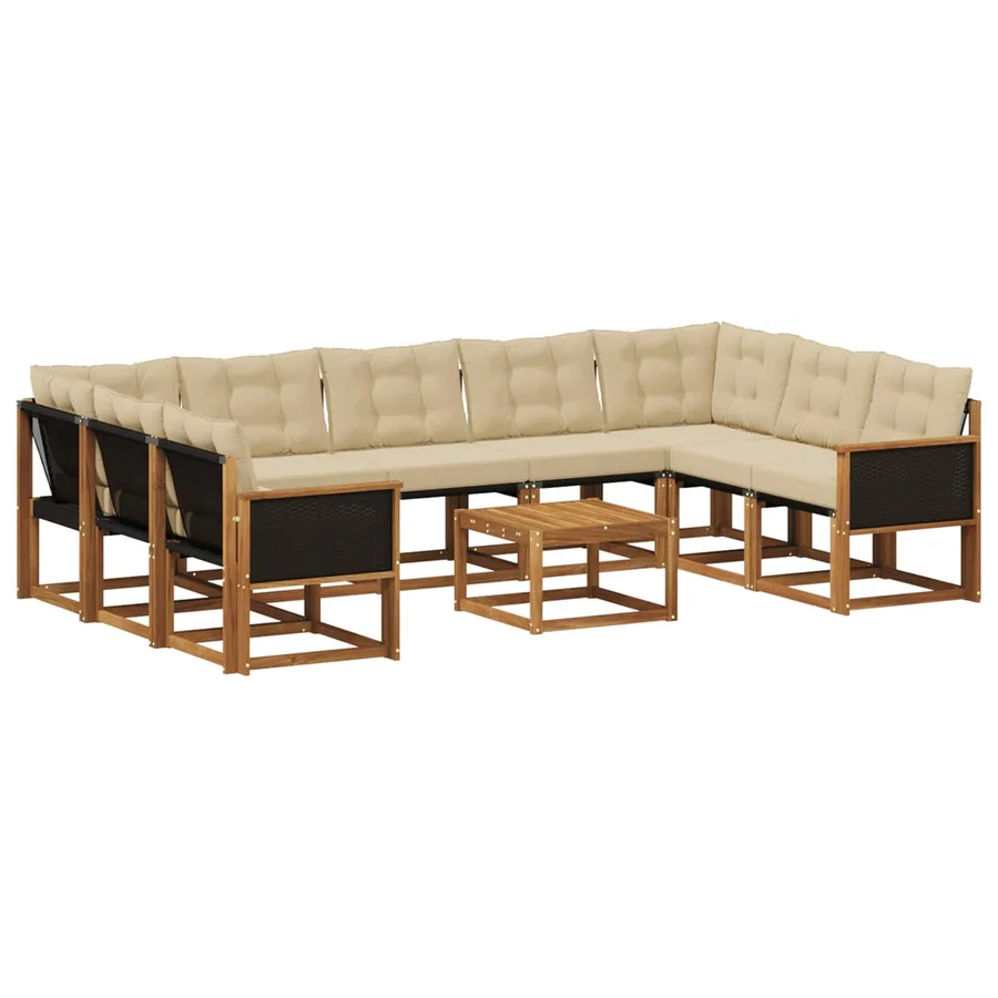 Ensemble de canapés d'extérieur 10 pcs Naturel et Beige - 2