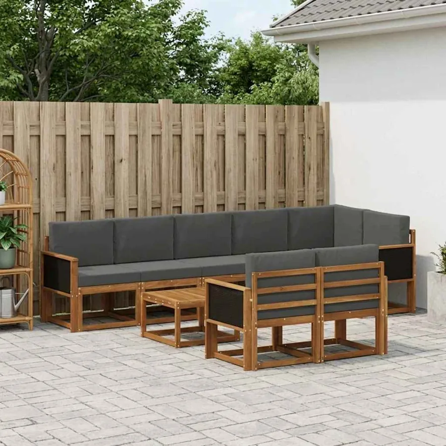 Ensemble de canapés d'extérieur 9 pcs Naturel et Anthracite