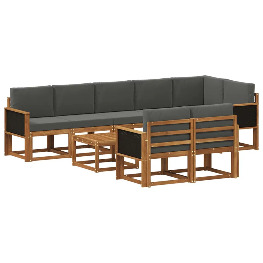 Ensemble de canapés d'extérieur 9 pcs Naturel et Anthracite - 2