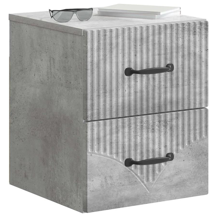 Cabinet de chevet mural Gris béton 34,5 x 33 x 40 cm - 3