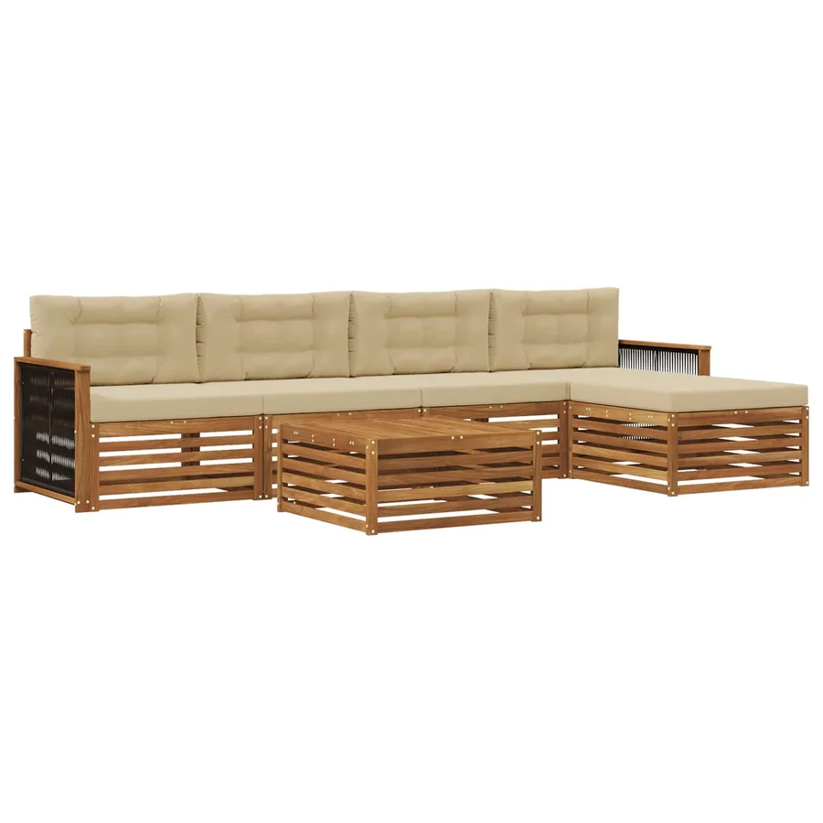 Ensemble de canapés d'extérieur 6 pcs Naturel et Beige - 2