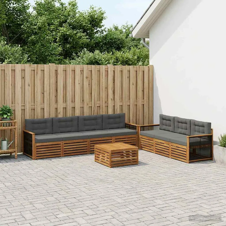 Ensemble de canapés d'extérieur 8 pcs Naturel et Anthracite