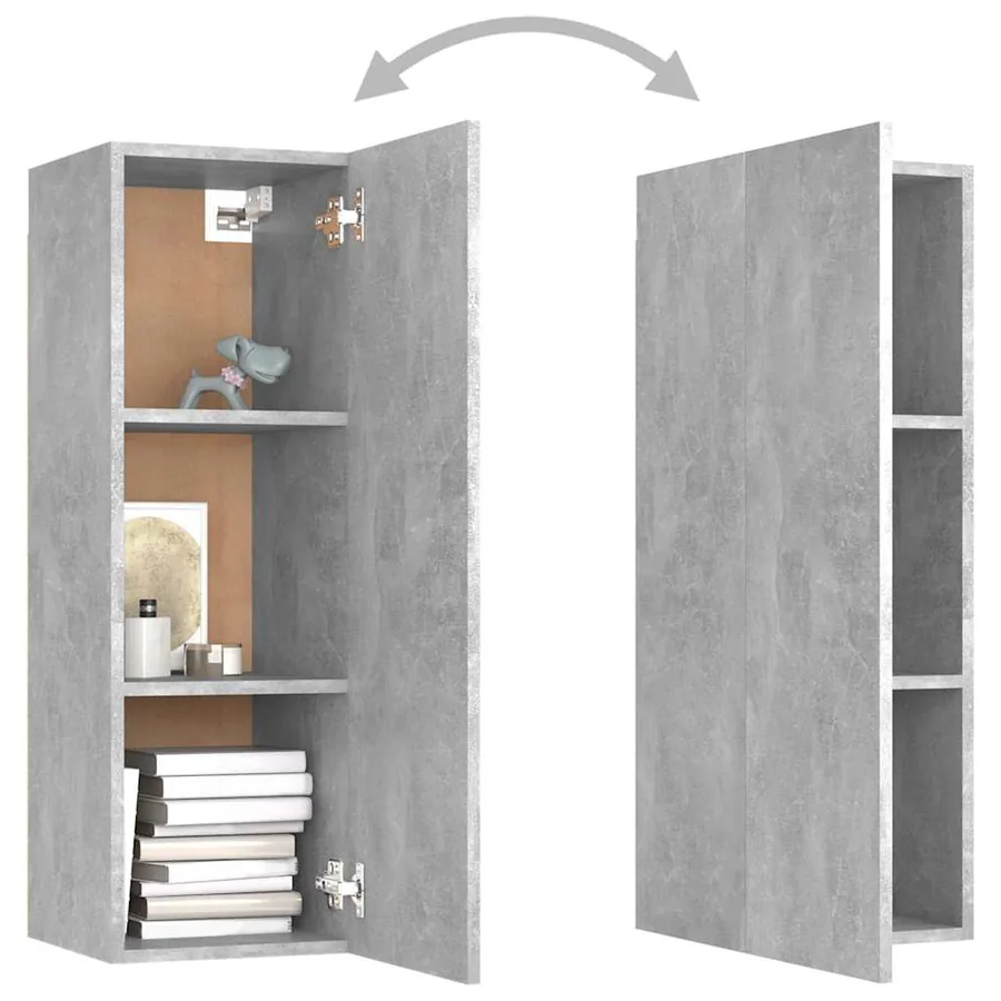 Meuble TV Gris béton 30,5x30x90 cm Bois d’ingénierie - 6