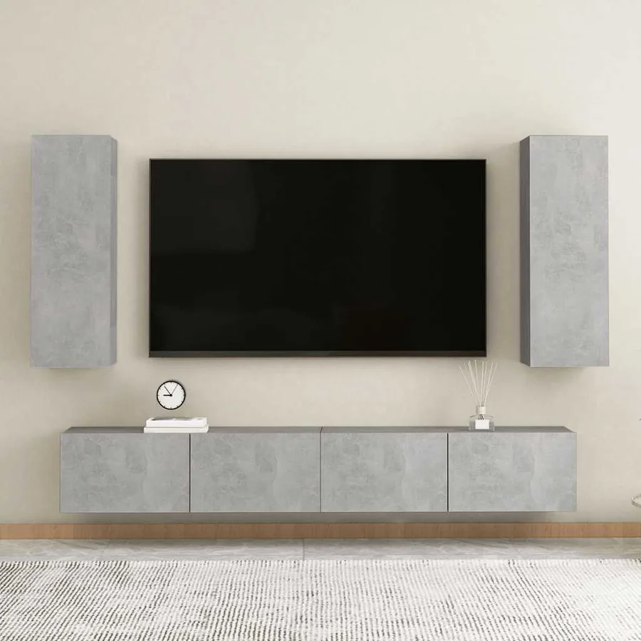 Meuble TV Gris béton 30,5x30x90 cm Bois d’ingénierie - 9