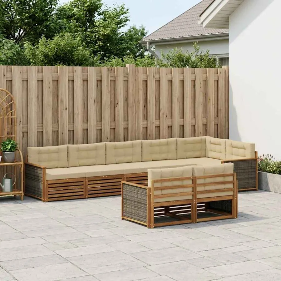 Ensemble de canapés d'extérieur 8 pcs Naturel et Beige - 3