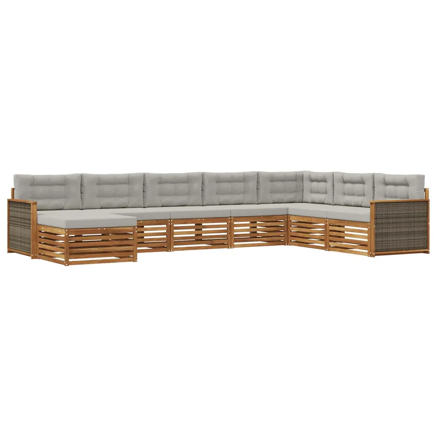 Ensemble de canapés d'extérieur 8 pcs Naturel et gris clair - 2