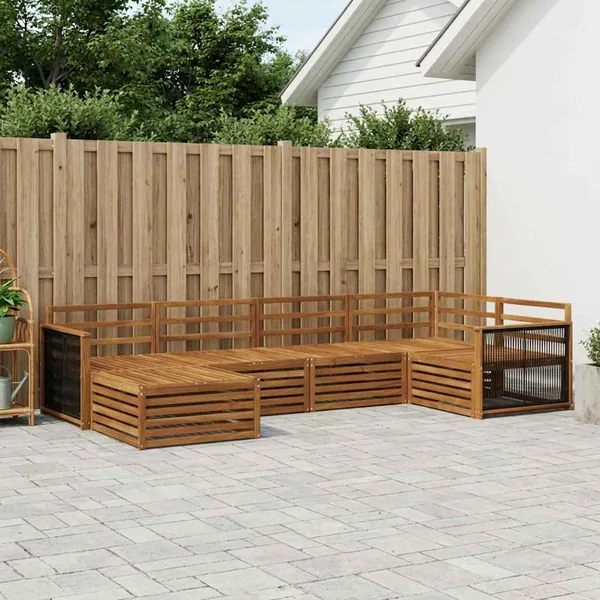 Ensemble de canapés d'extérieur 6 pcs Naturel
