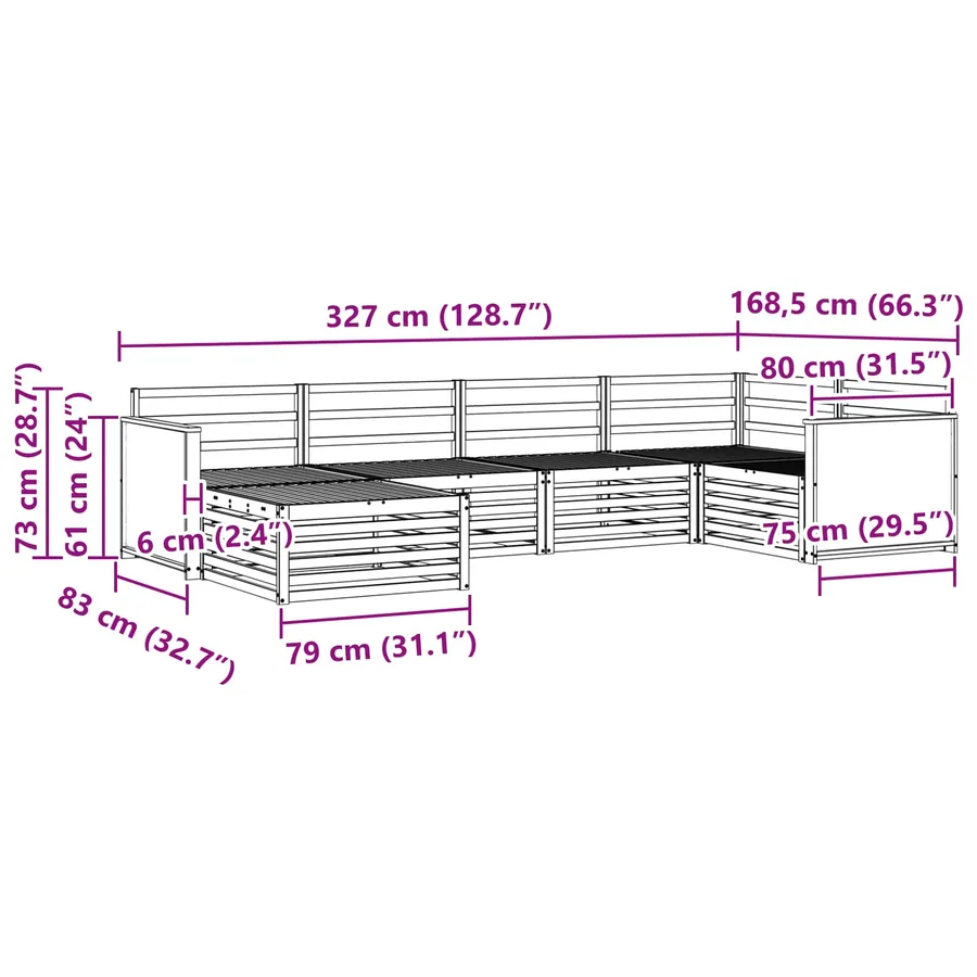 Ensemble de canapés d'extérieur 6 pcs Naturel - 8