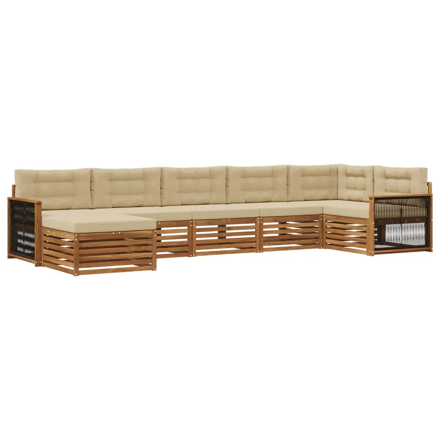 Ensemble de canapés d'extérieur 7 pcs Naturel et Beige - 2