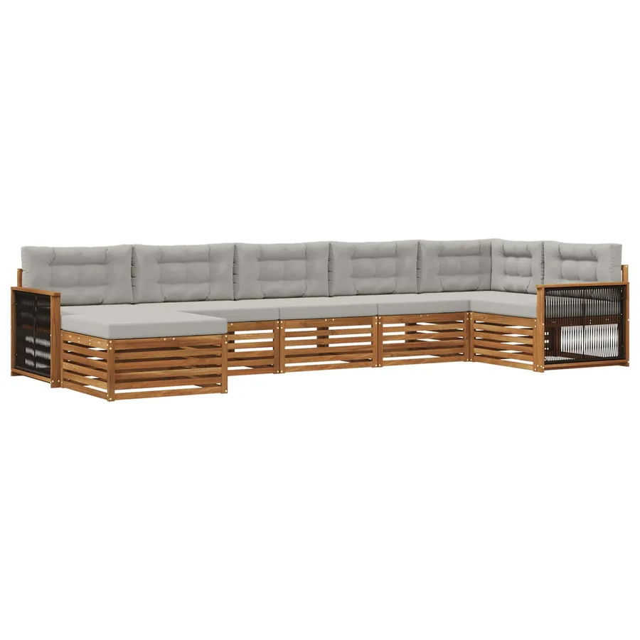 Ensemble de canapés d'extérieur 7 pcs Naturel et gris clair - 2