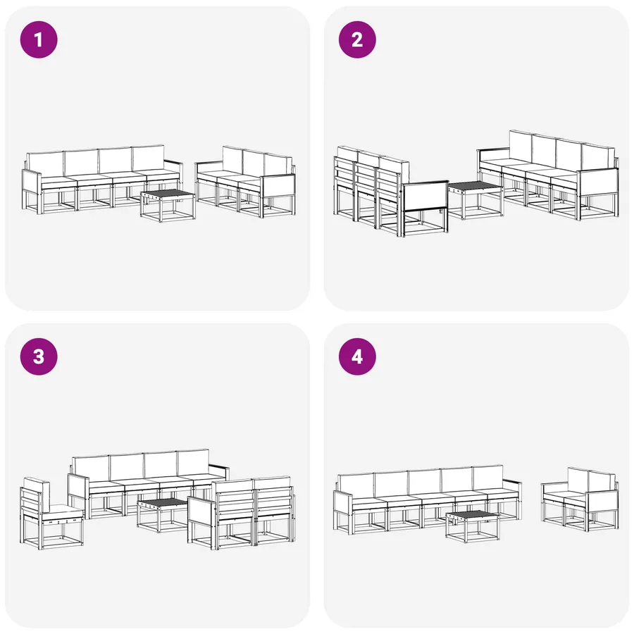 Ensemble de canapés d'extérieur avec coussin 7 pcs - 6