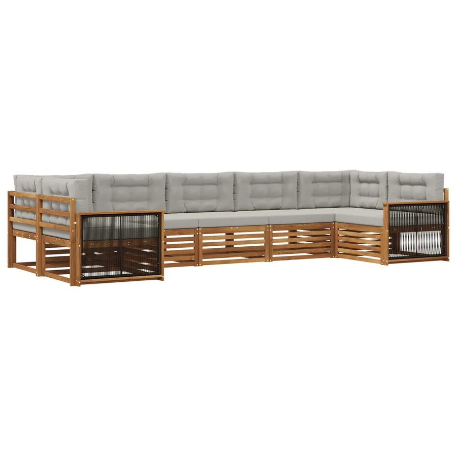 Ensemble de canapés d'extérieur 7 pcs Naturel et gris clair - 2