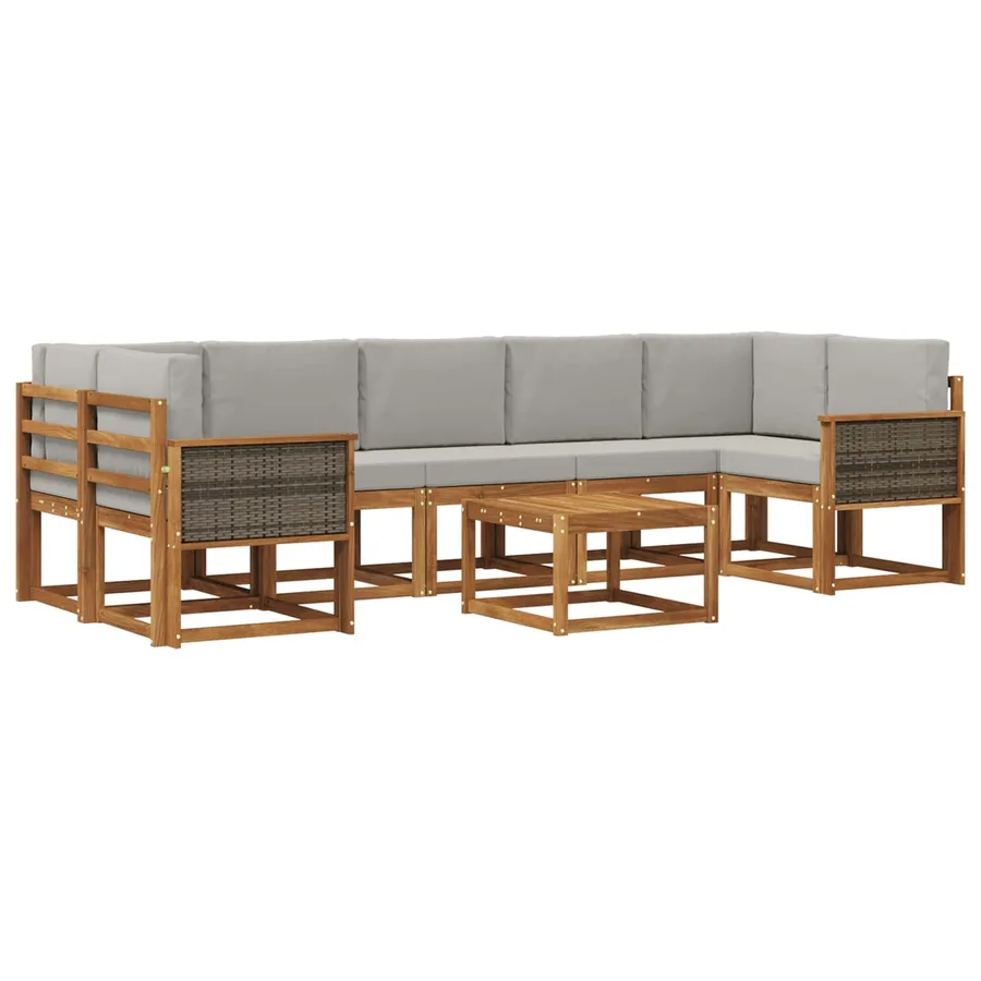 Ensemble de canapés d'extérieur 6 pcs Naturel et gris clair - 2