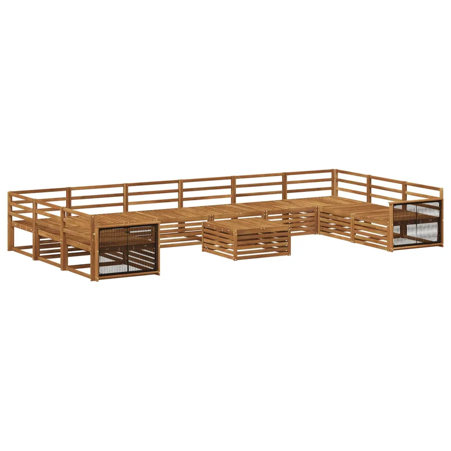 Ensembles de canapés 11 pcs Bois d'Acacia Massif - 2