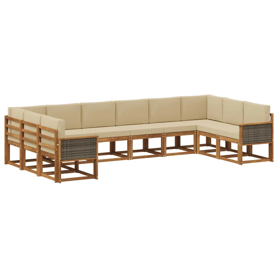 Ensemble de canapés d'extérieur 10 pcs Naturel et Beige - 2