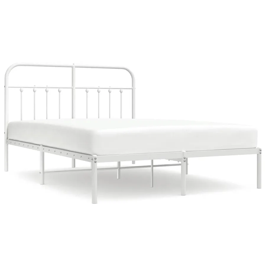 Cadre de lit métal sans matelas et tête de lit blanc 140x200 cm - 2